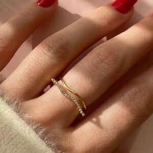 Adjustable Modern Ring | 14k Gold Plated | CZ Stone | Luxury Jewelry